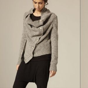 All Saints Spitalfields Wool Mohair Angora Gray Asymmetrical Women's Sweater Sz8